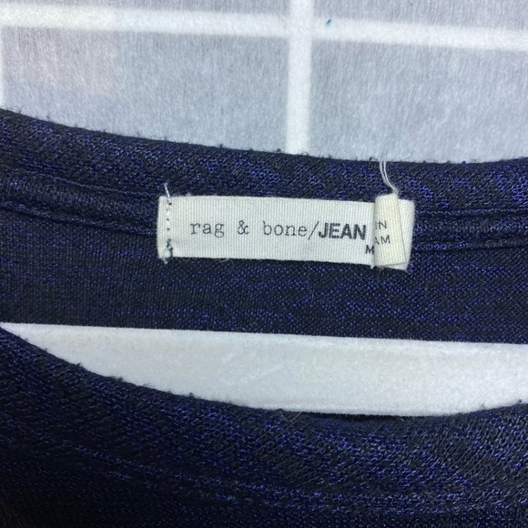 Rag & bone The Knit Long Sleeve Tee in Navy/Black Midnight Blue Long Sleeve Tee - Picture 4 of 7